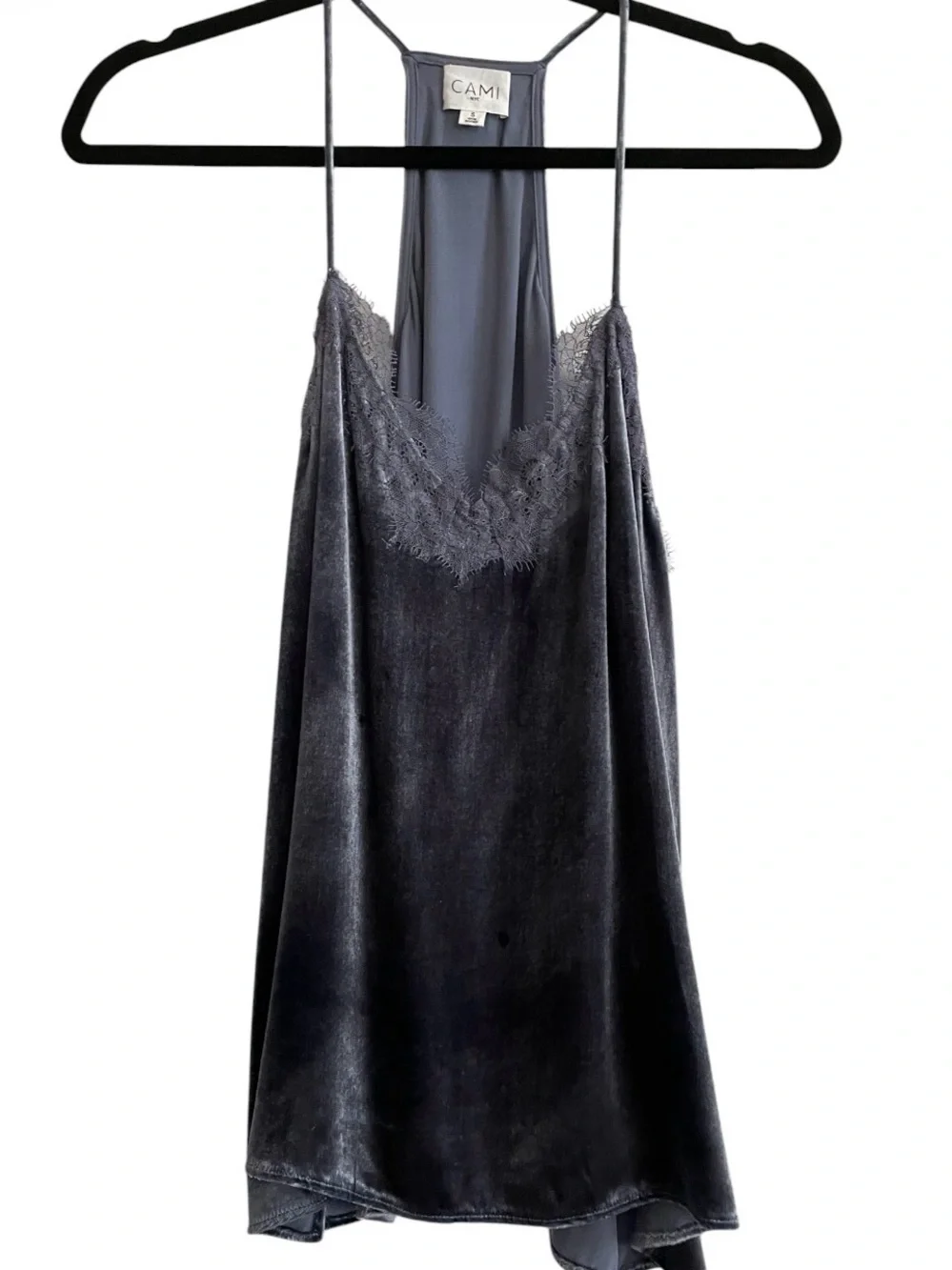 Cami NYC Charcoal Velvet Lace-Trim Slip